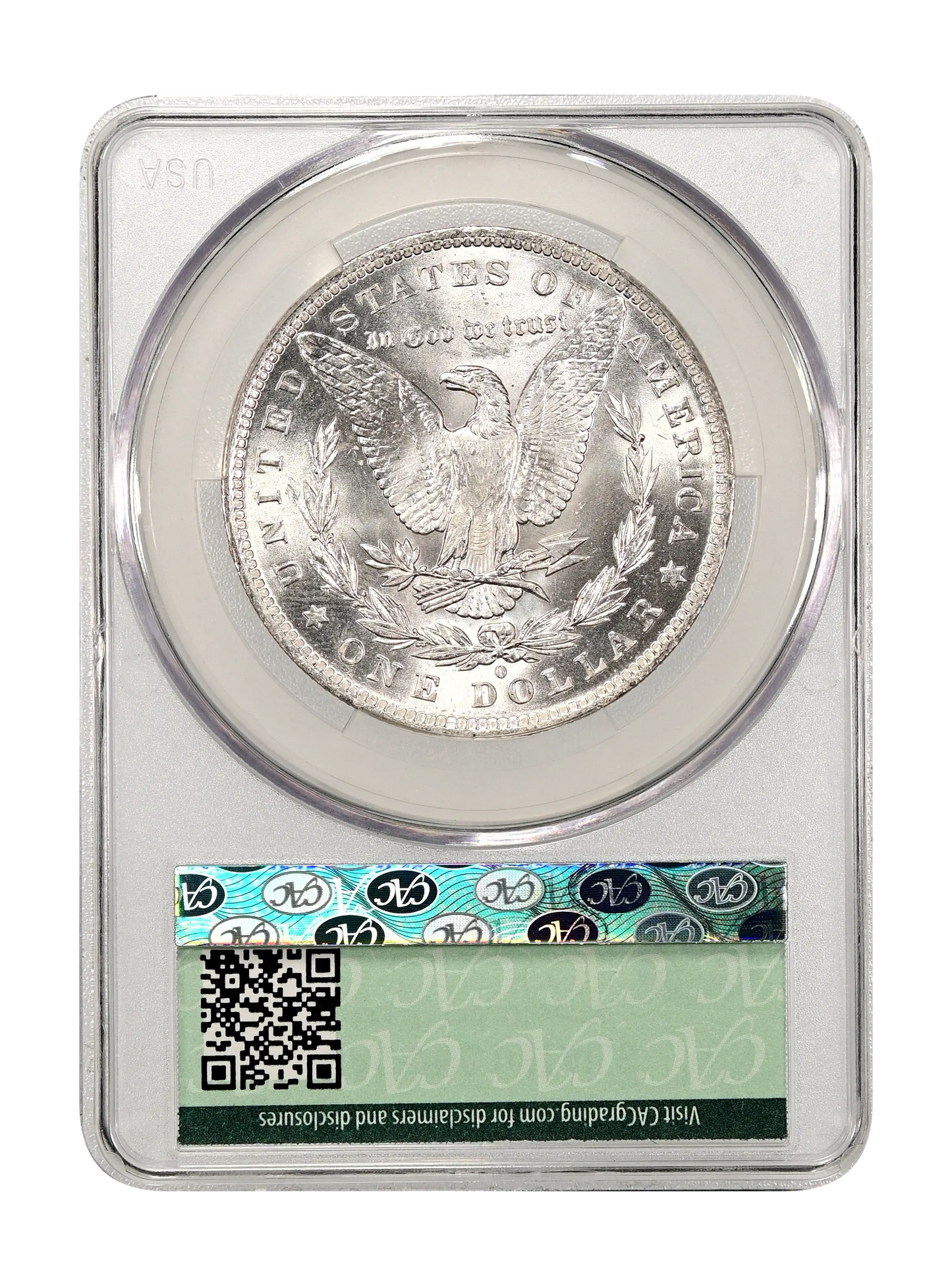 1884-O Morgan Dollar $1 – CAC Graded UNC Details – Obverse Scratched – Affordable Premium Holder