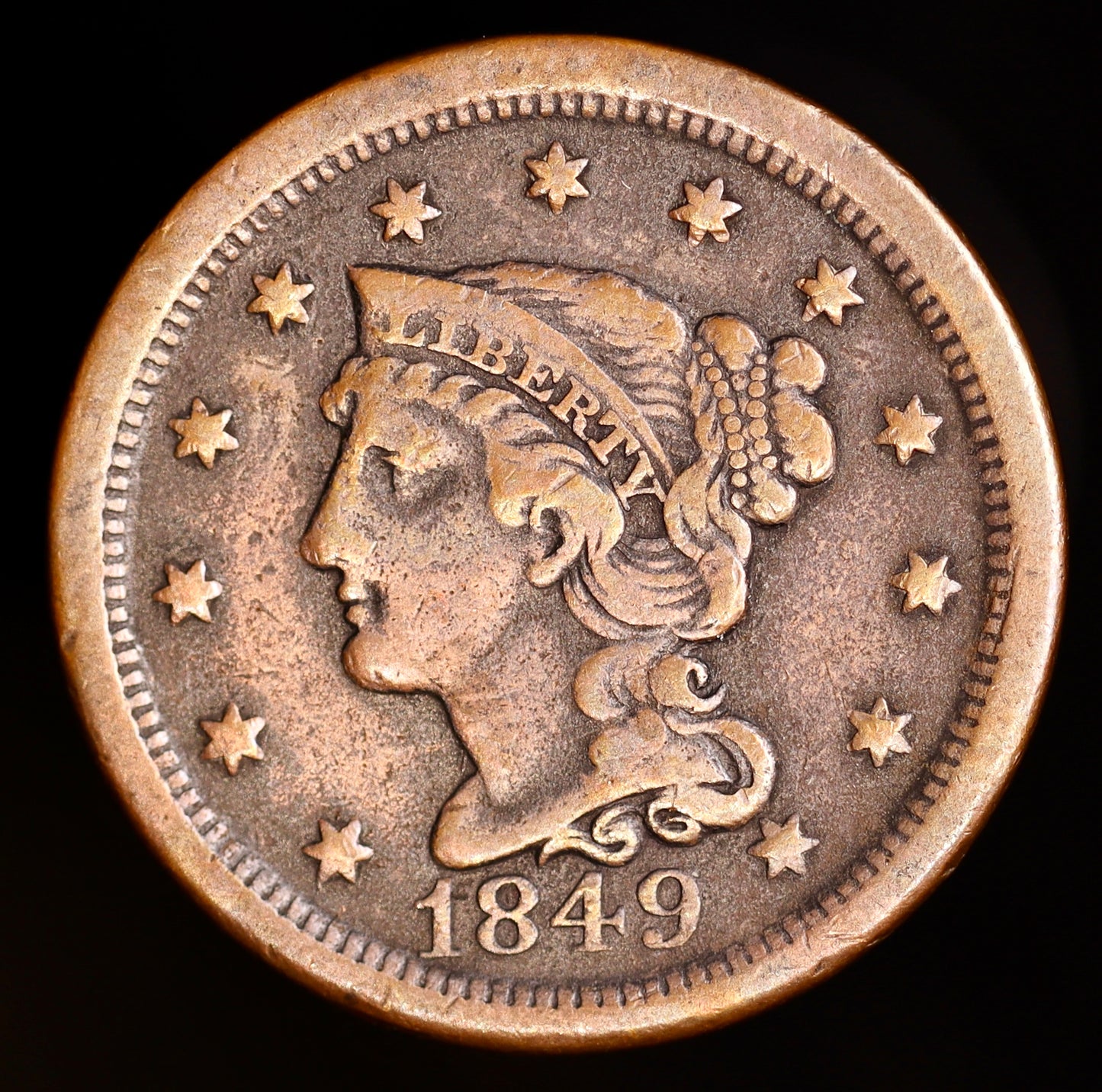 1849 Braided Hair Large Cent – Sharp Detail and Bold Liberty Design #29