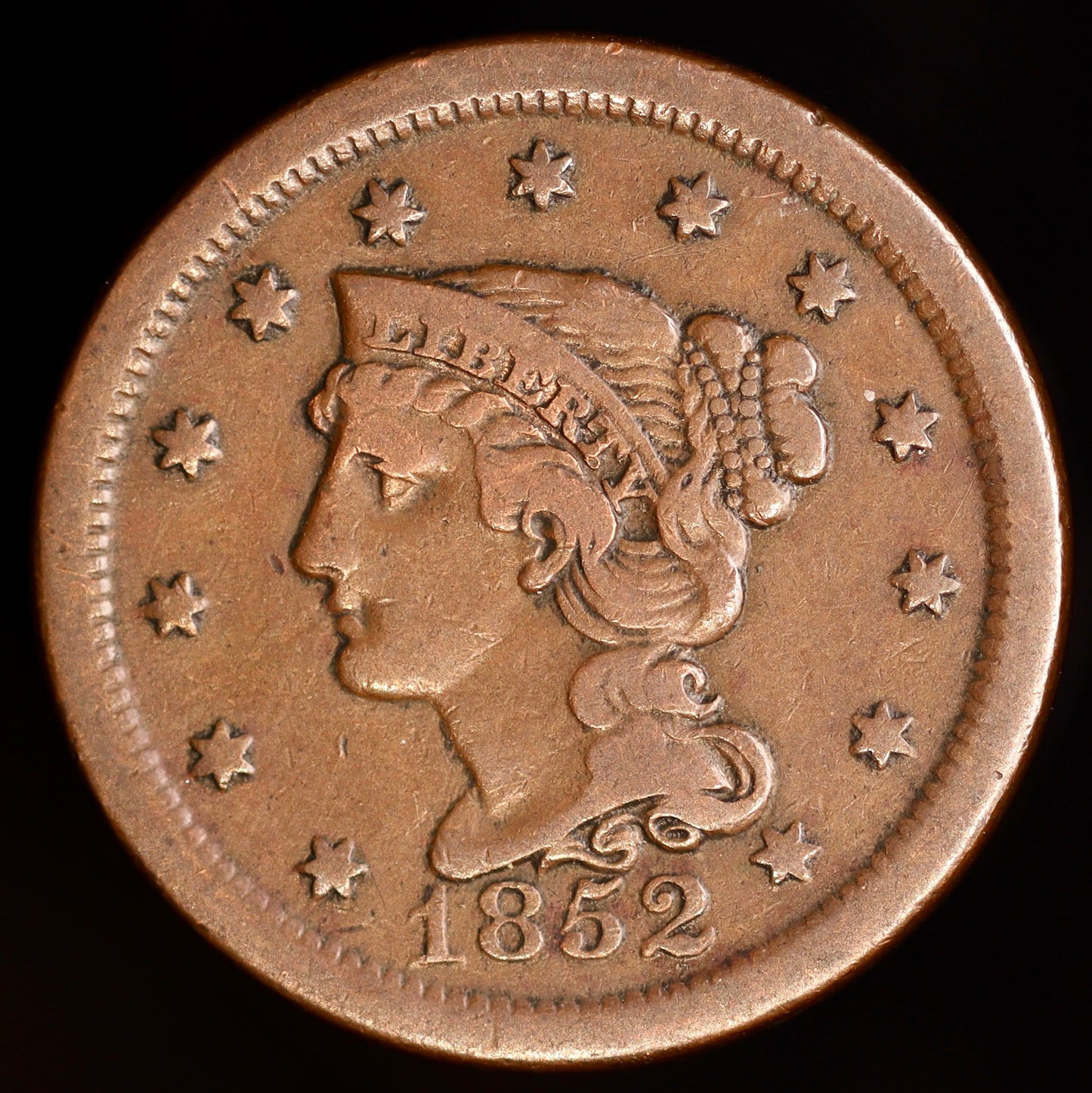 1852 U.S. Large Cent – Strong Strike and Traditional Liberty Motif #44
